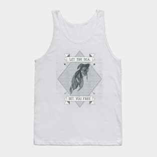 Let the Sea Set you Free Fly Fishing Gone Fishing Beach Fishing Tank Top